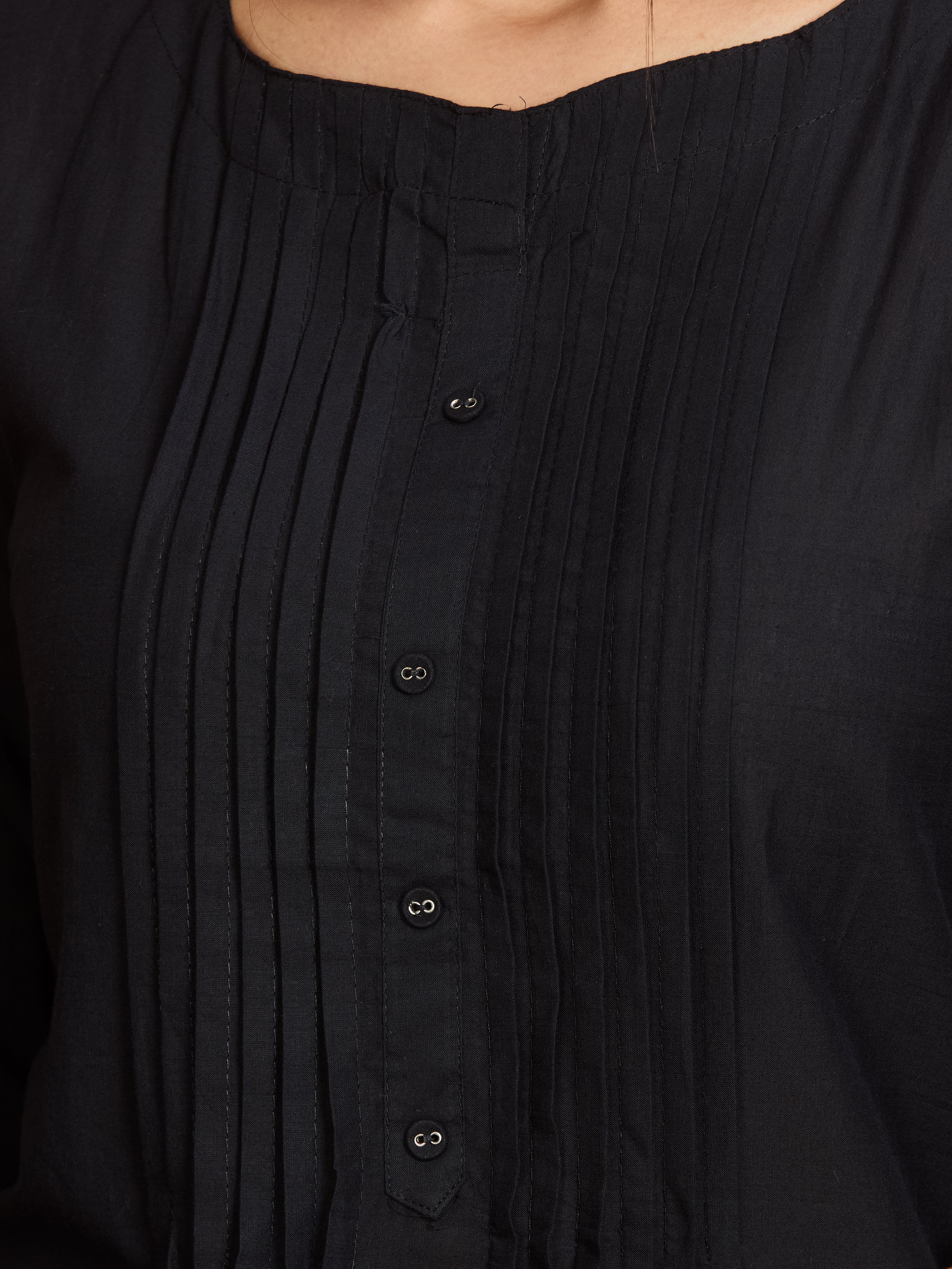 Black and White Hand Block Floral Print A-Line Kurta with Soft Cotton Dupatta