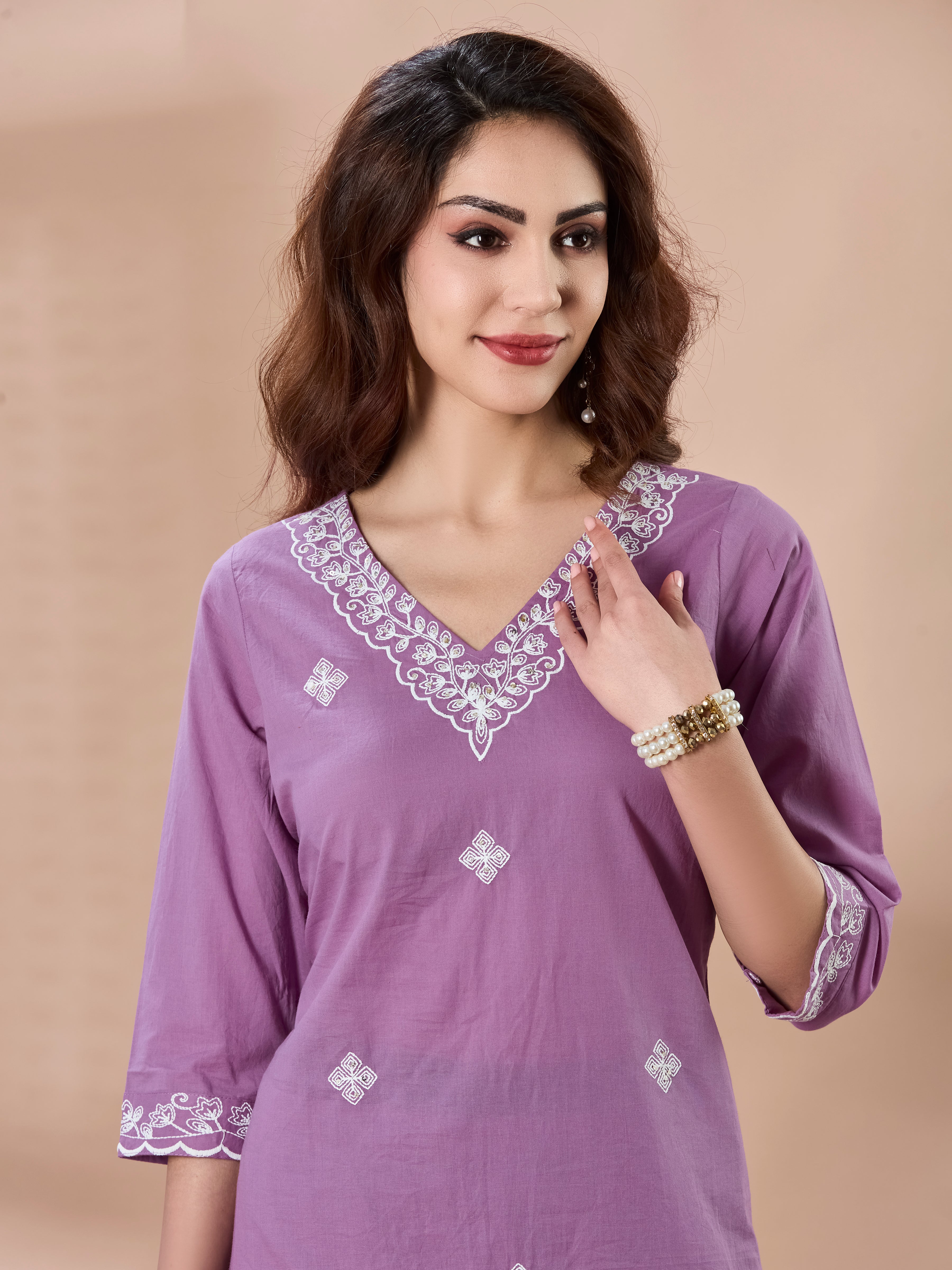 Petal Whisper Cotton Embroidered Straight Suit Set with Dupatta