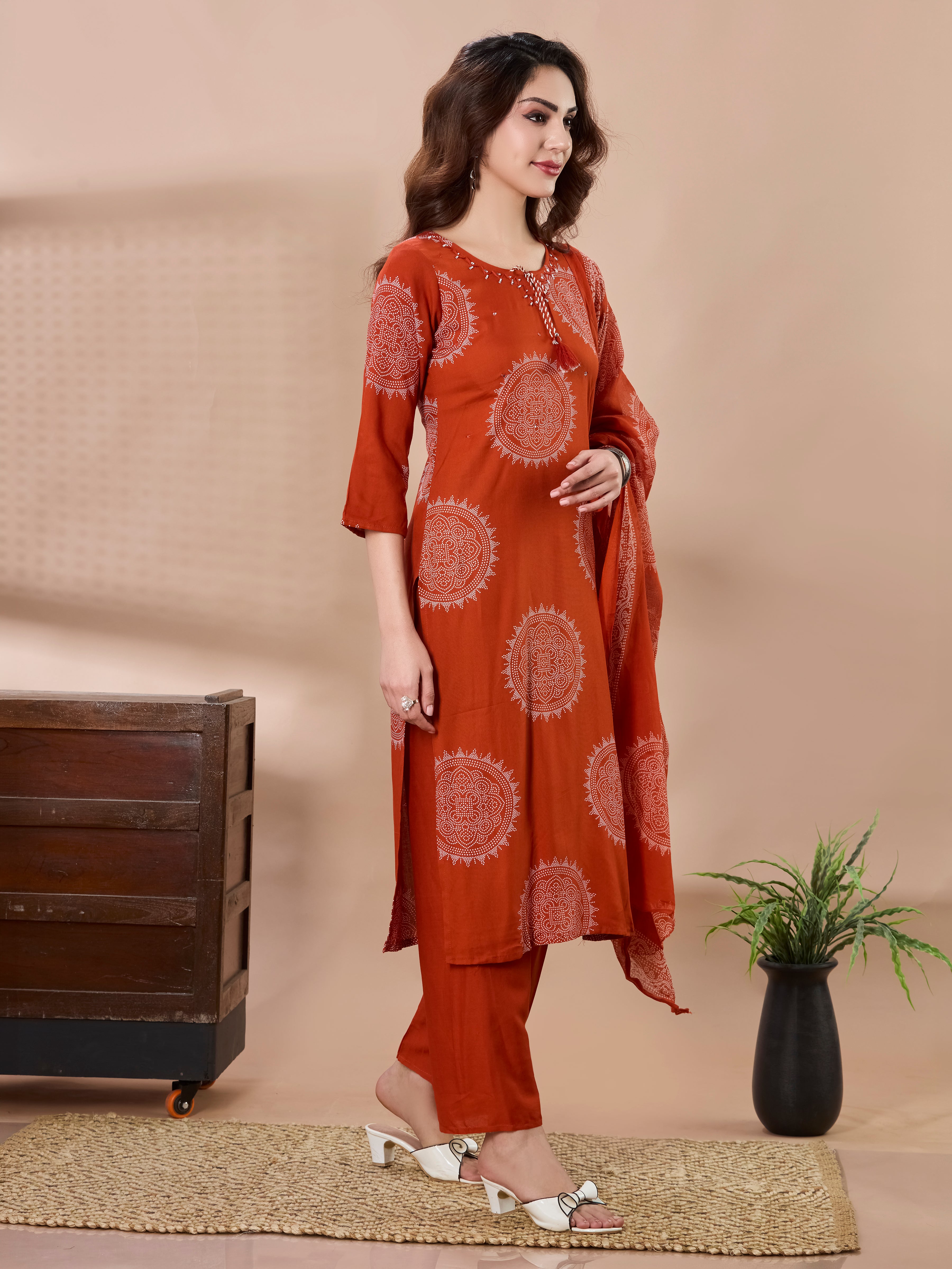 Mandala Muse Cotton Straight Suit Set with Dupatta