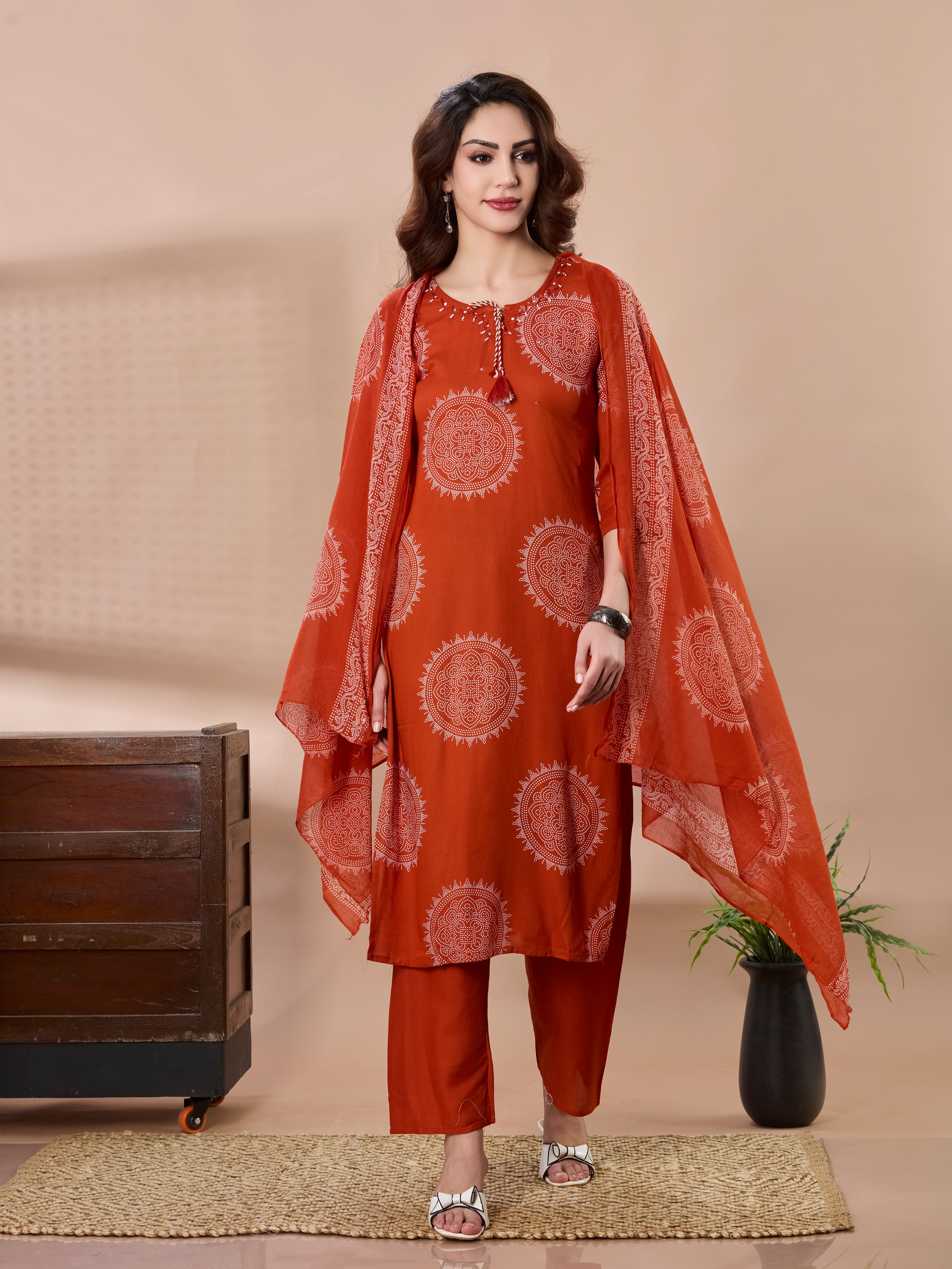 Mandala Muse Cotton Straight Suit Set with Dupatta