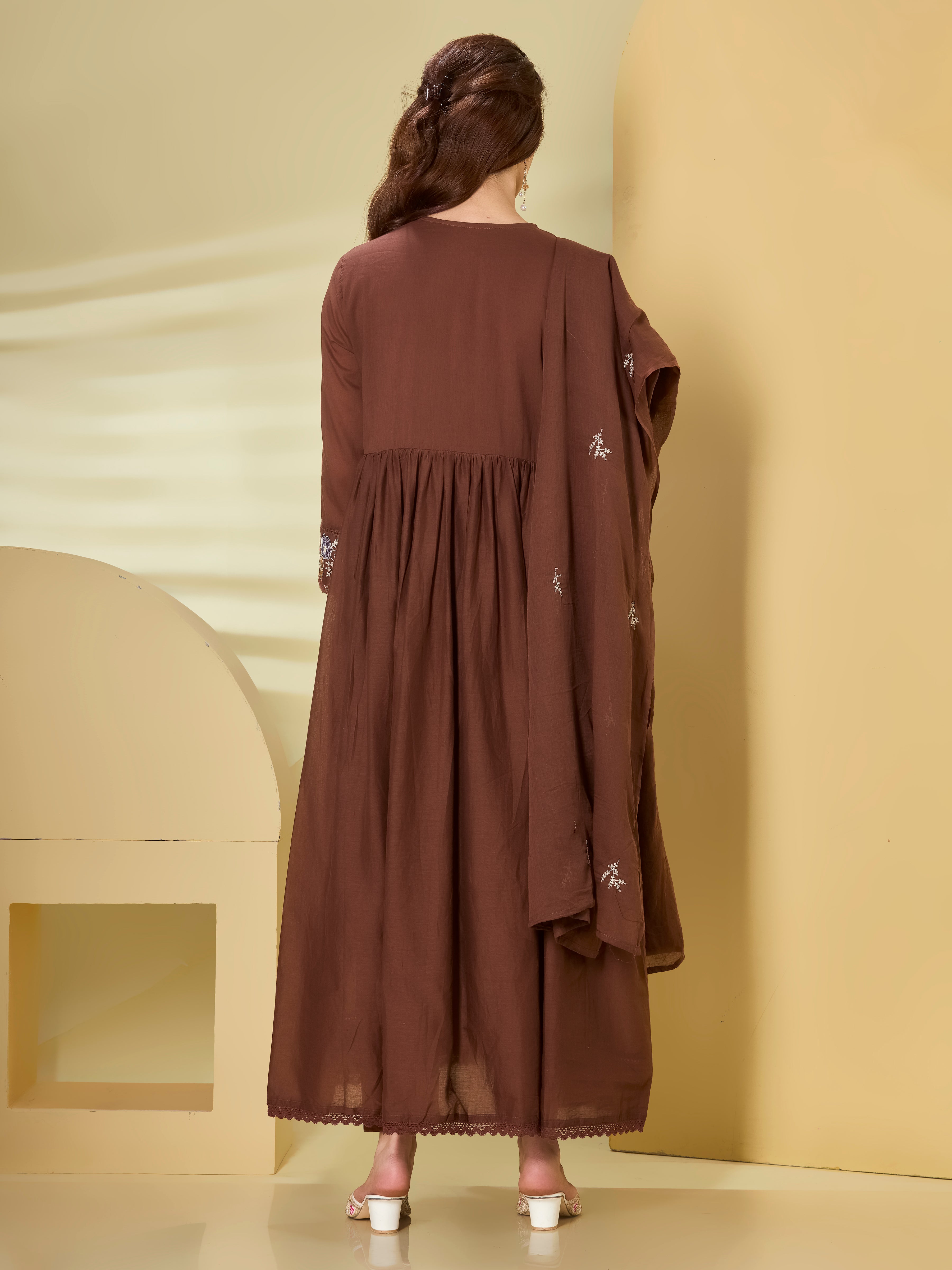 Festive Garden Cotton Anarkali Suit Set with Dupatta