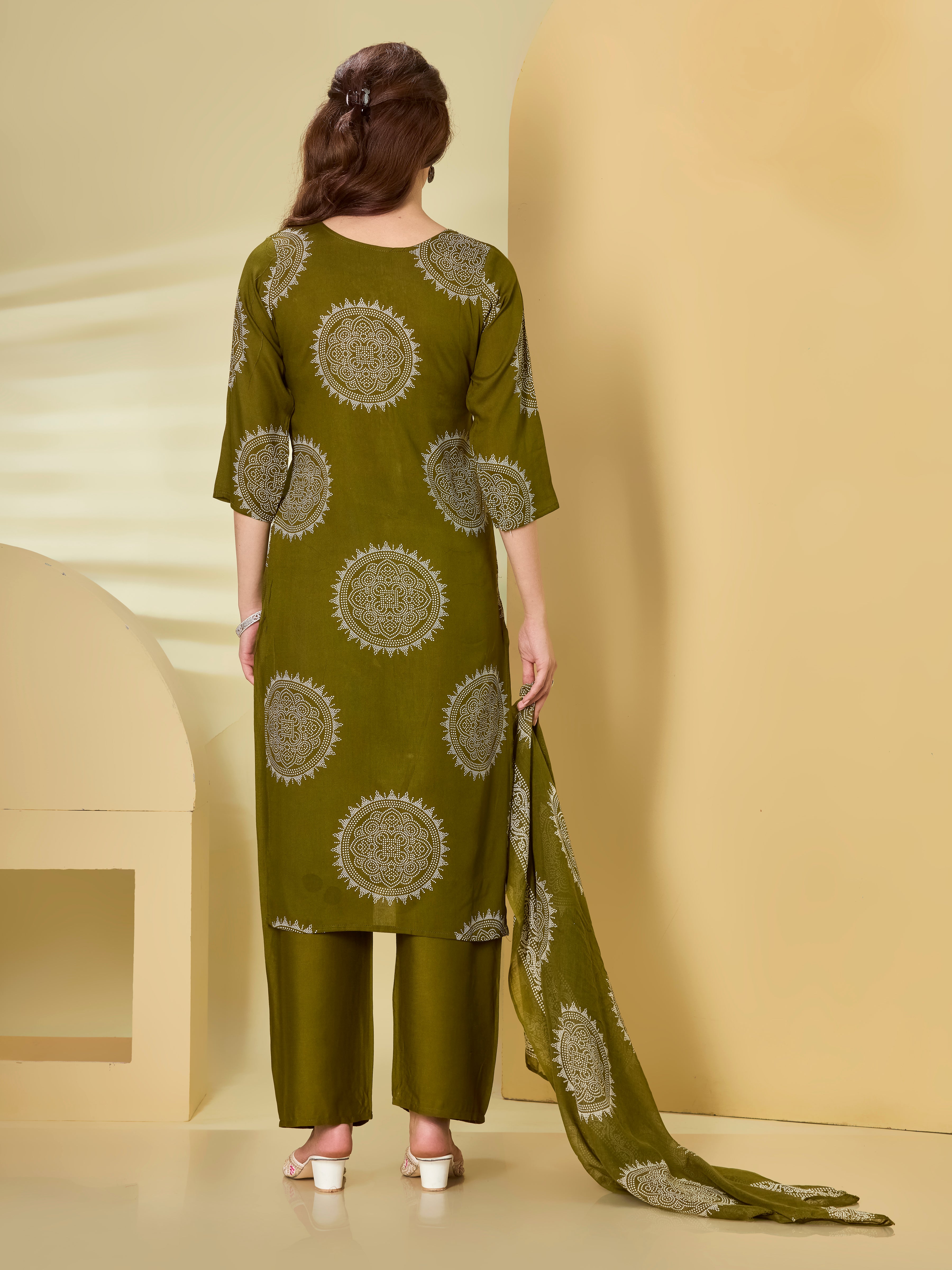 Mandala Muse Cotton Straight Suit Set with Dupatta
