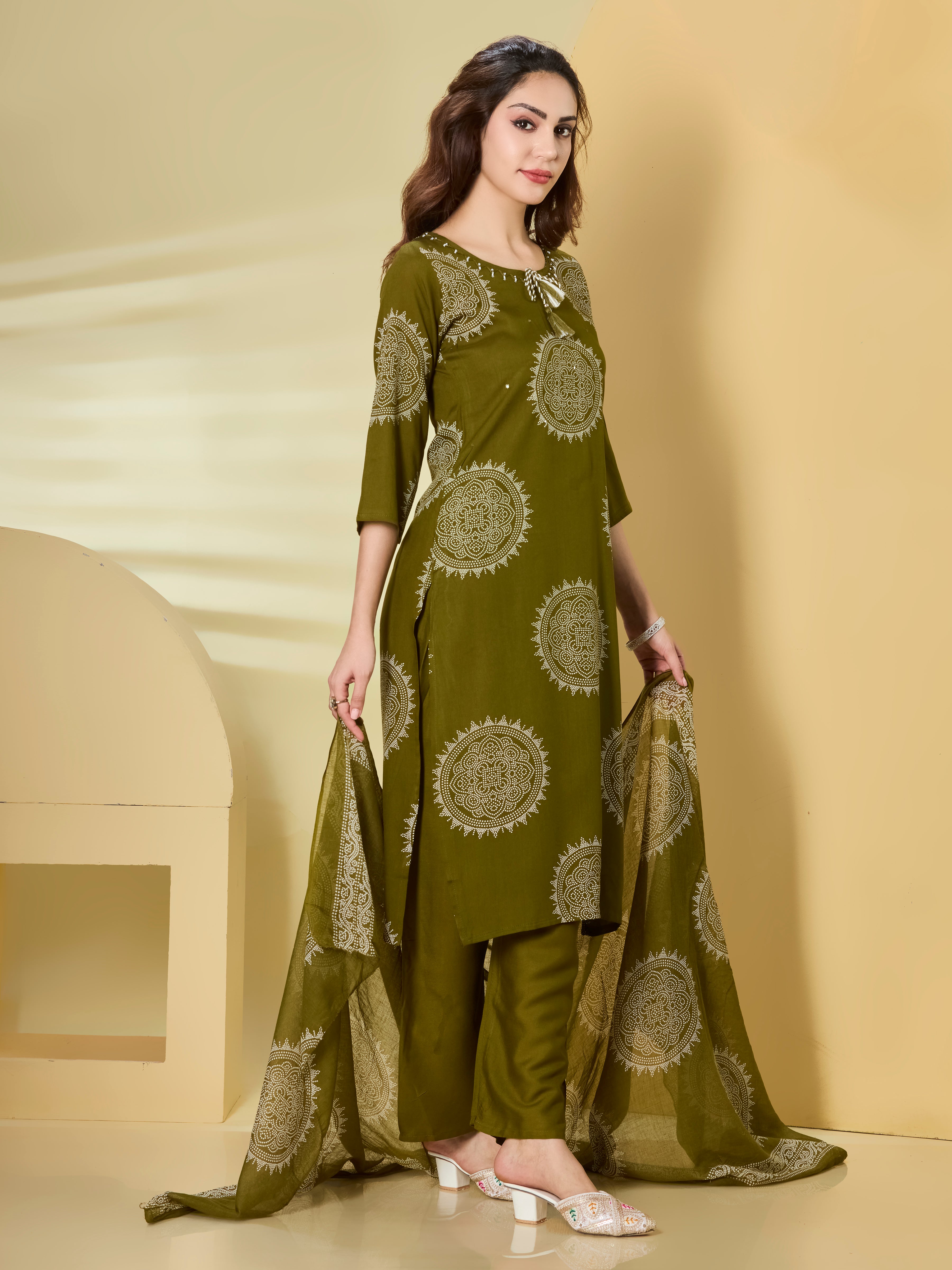Mandala Muse Cotton Straight Suit Set with Dupatta