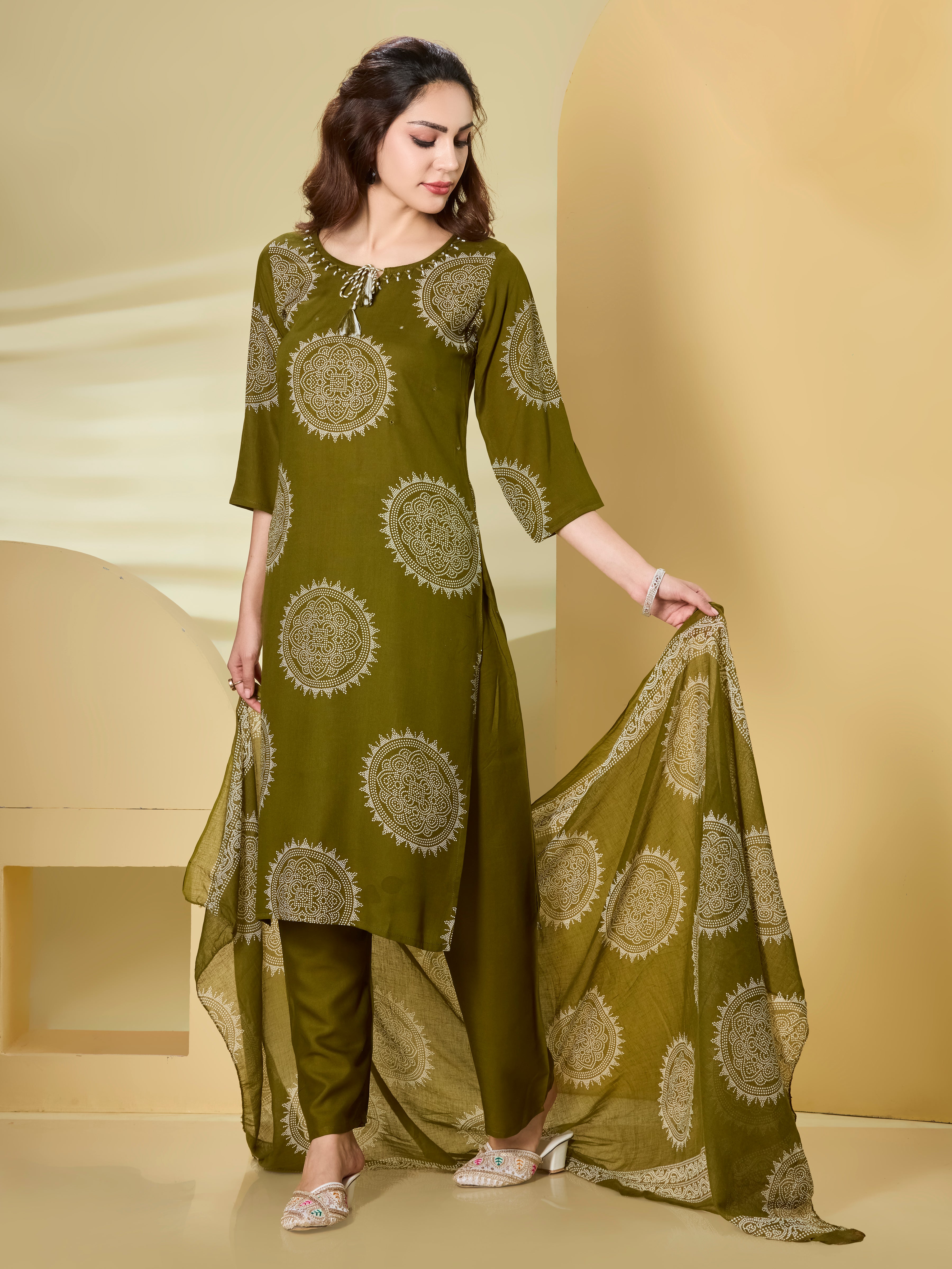 Mandala Muse Cotton Straight Suit Set with Dupatta