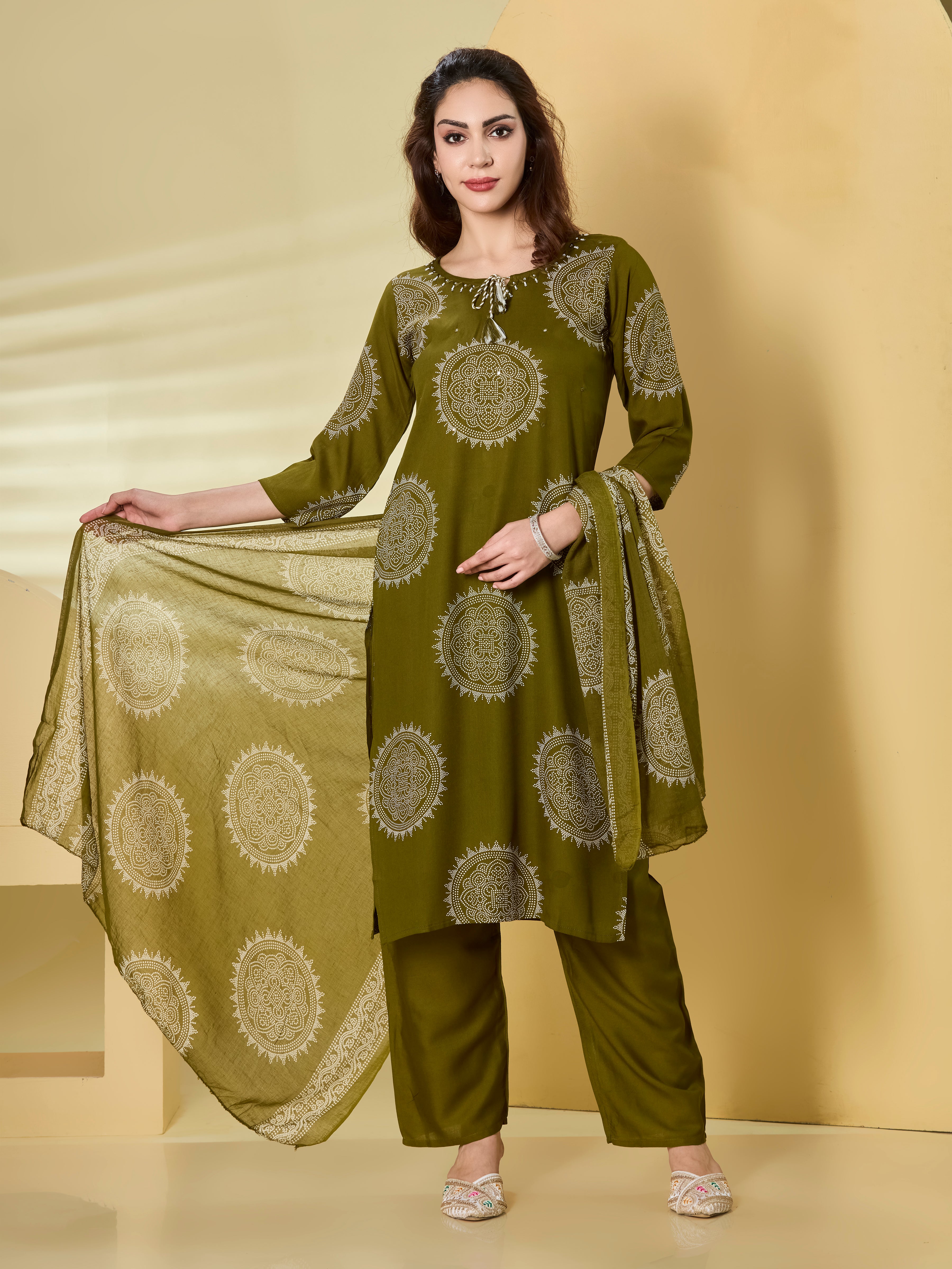 Mandala Muse Cotton Straight Suit Set with Dupatta
