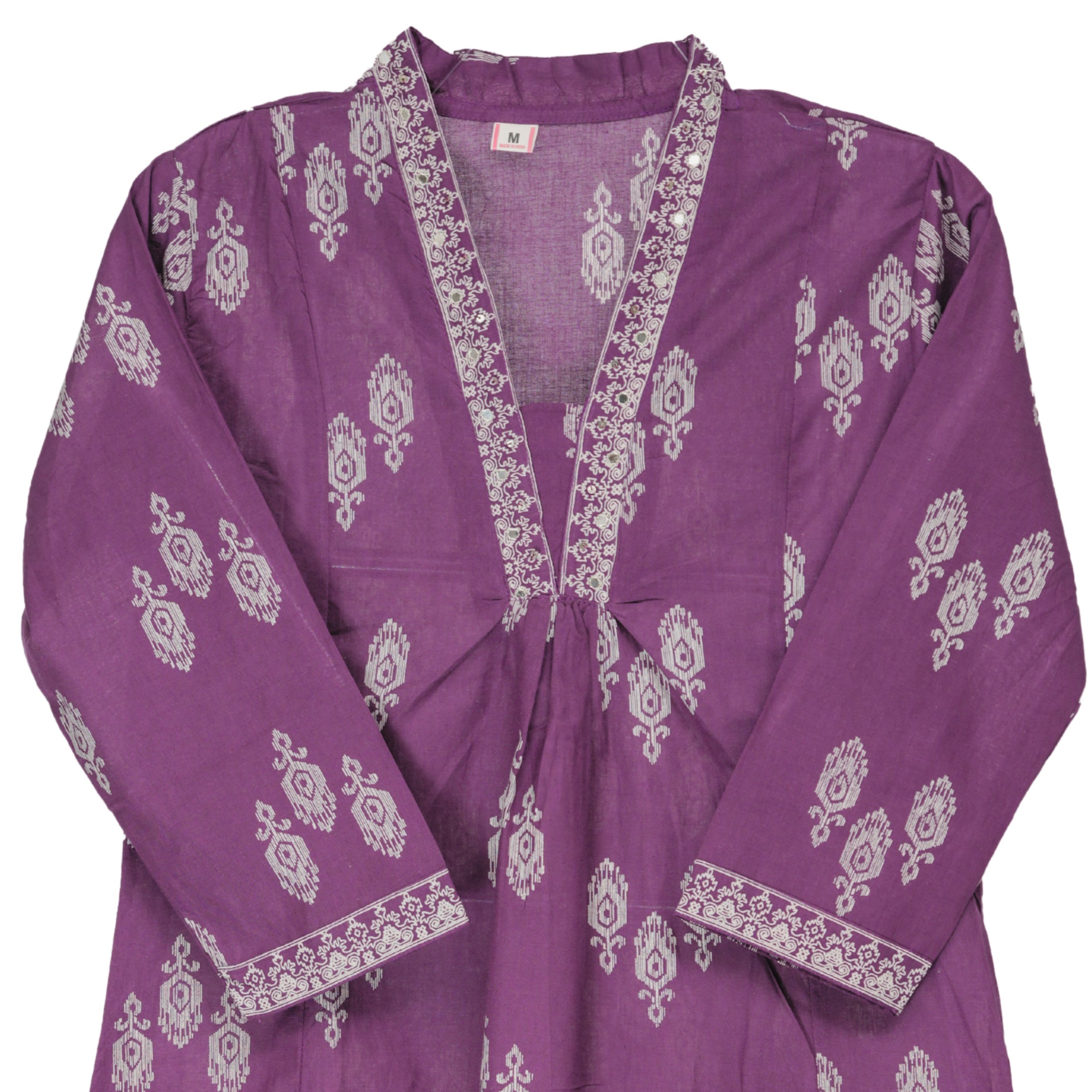 Deep Purple Hand Block Printed A-Line Kurta with Cotton Dupatta